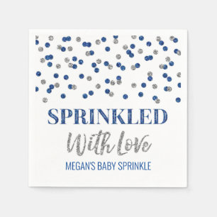 Blue Silver Confetti Sprinkler mit Liebe Serviette