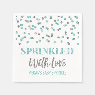 Blue Silver Confetti Sprinkler mit Liebe Serviette