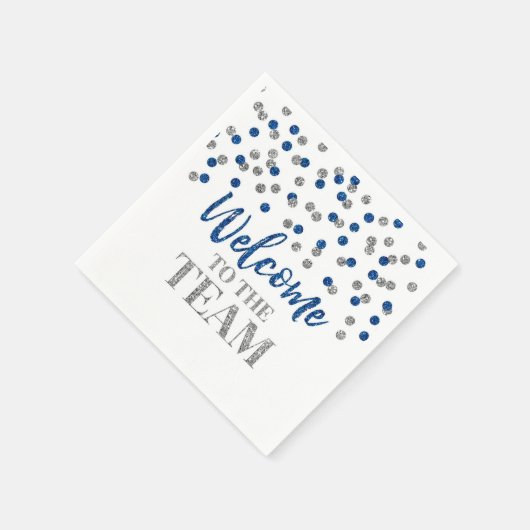 Blue Silver Confetti Willkommen im Team Napkins Serviette (Ecke)