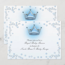 Blue & Silver Crown Party Confetti Einladung