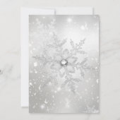 Blue & Silver Crystal Snowflake Weihnachten Party Einladung (Rückseite)