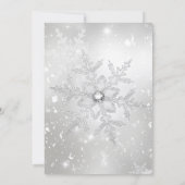 Blue & Silver Crystal Snowflake Weihnachten Party Einladung (Rückseite)