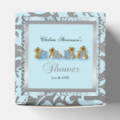 Blue & Silver Damask Teddy Bears | Babydusche Geschenkschachtel (Oben)