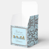 Blue & Silver Damask Teddy Bears | Babydusche Geschenkschachtel (Geöffnet)