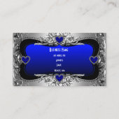 Blue Silver Diamond Image Hearts Elegant Visitenkarte (Rückseite)