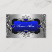 Blue Silver Diamond Image Hearts Elegant Visitenkarte (Vorderseite)