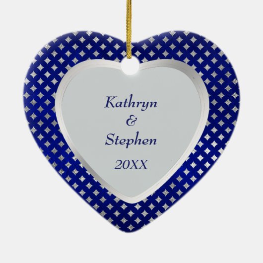 Blue Silver Diamond Pattern neu Keramik Ornament (Hinten)