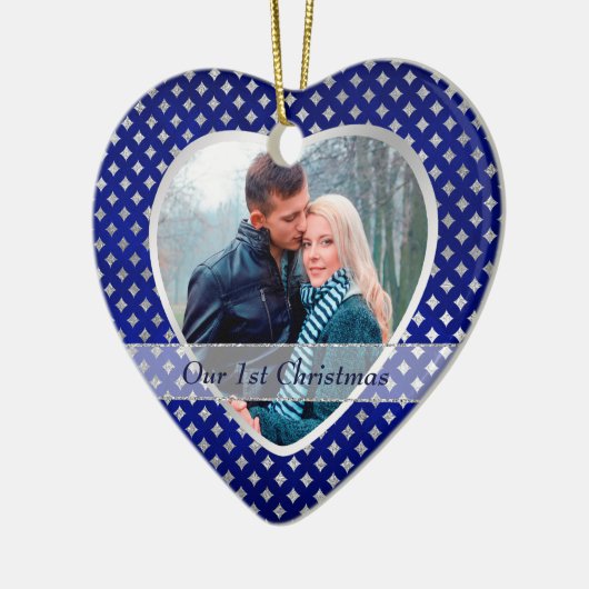 Blue Silver Diamond Pattern neu Keramik Ornament (Links)