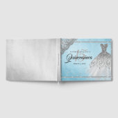 Blue Silver Diamond Sparkle Gown Quinceanera Gästebuch (Voll)