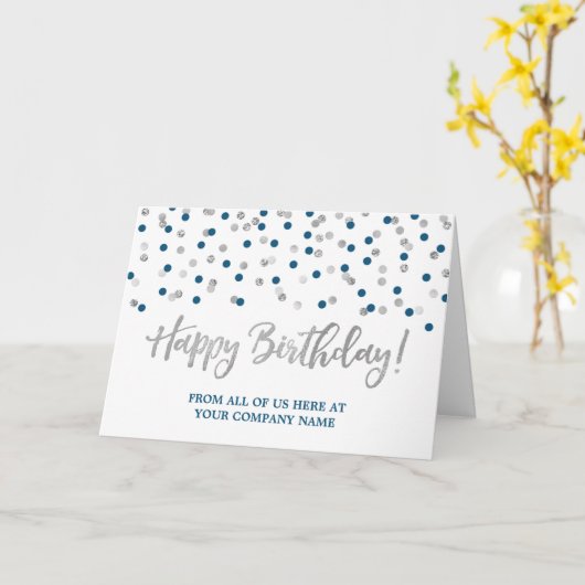 Blue Silver Dots Business von Group Birthday Karte (Gelbe Blume)