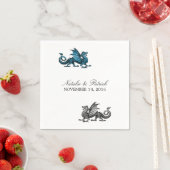 Blue Silver Dragon Hochzeitspapier Napkins Serviette (Beispiel)