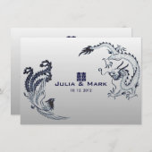 ©Blue Silver Dragon-Phoenix Chinese Wedding Einladung (Vorne/Hinten)