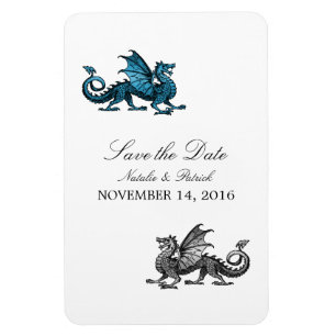 Blue Silver Dragon Save the Date Magnet