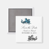 Blue Silver Dragon Save the Date Magnet (Vorderseite/Rückseite)
