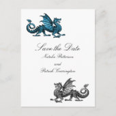 Blue Silver Dragon Save the Date Postcard Ankündigungspostkarte (Vorderseite)