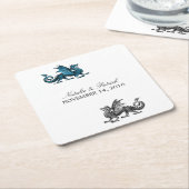 Blue Silver Dragon Wedding Paper Untersetzer (angewinkelt)