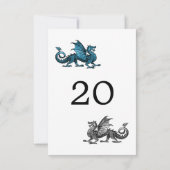 Blue Silver Dragon Wedding Table Card Einladung (Rückseite)