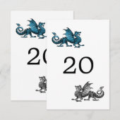 Blue Silver Dragon Wedding Table Card Einladung (Vorne/Hinten)