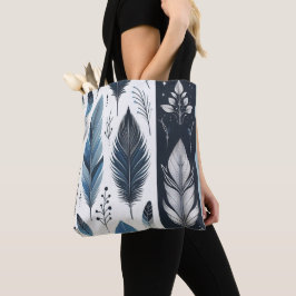 Blue & Silver Feather Tasche