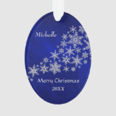 Blue Silver Female Tennis Player Ornament (Rückseite)