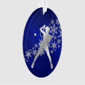 Blue Silver Female Tennis Player Ornament (Vorderseite)