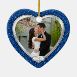 Blue Silver First Christmas Together Foto Xmas Keramikornament