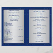 Blue, Silver Floral Hearts Wedding Program (Rückseite)
