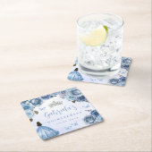 Blue Silver Floral Quinceañera Party Rechteckiger Pappuntersetzer (Vor Ort)