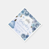 Blue Silver Floral Quinceañera Party Serviette (Ecke)