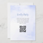 Blue Silver Floral Watercolor QR Code Quinceañera Einladung (Rückseite)
