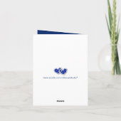 Blue, Silver Floral Wedding Danke Card (Rückseite)