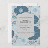 Blue Silver Floral Winter Baby Dusche Elegant Boho Einladung (Vorderseite)