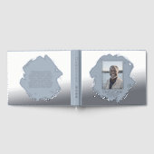 Blue Silver Foil Funeral Gästebuch Foto Elegante (Voll)