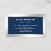 Blue Silver Foil Violin Music Teacher Violinist Visitenkarte (Rückseite)