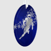 Blue Silver Football Player Ornament (Vorderseite)