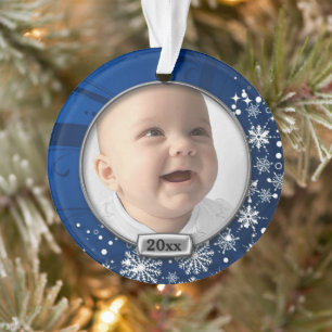 Blue/Silver Frame Baby's 1. Weihnachten Ornament