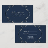 Blue & Silver Frame Elegante Vintage Unterkunft Empfehlungskarte (Vorne/Hinten)