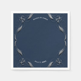 Blue & Silver Frame Elegantes Party Hochzeit im Vi Serviette