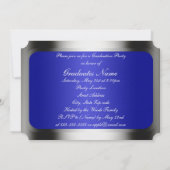 Blue & Silver Frame Graduation Party Einladung (Rückseite)