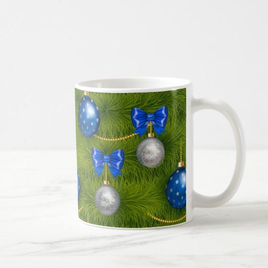 Blue Silver Frohe Weihnachtsfeiertage Kaffeetasse (Rechts)