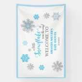 Blue Silver Glittery Snowflake Winter Baby Shower Banner (Vertikal)