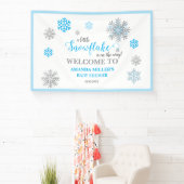 Blue Silver Glittery Snowflake Winter Baby Shower Banner (InSitu)
