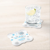 Blue Silver Glittery Snowflake Winter Baby Shower Untersetzer (Vor Ort)