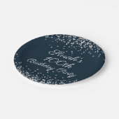 Blue Silver Glitzer 100. Geburtstagsparty Pappteller (Schrägansicht)