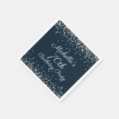 Blue Silver Glitzer 70. Geburtstagsparty Serviette (Ecke)