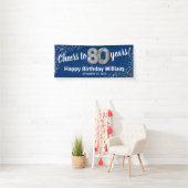 Blue Silver Glitzer 80. Geburtstagsbanner Banner (Insitu)