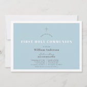 Blue Silver Glitzer Boy First Heilige Kommune Einladung (Vorderseite)