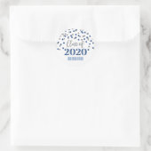 Blue Silver Glitzer Confetti Abschluss 2020 Runder Aufkleber (Tasche)