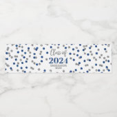 Blue Silver Glitzer Confetti Abschluss Wasserflaschenetikett (Einzelnes Label)