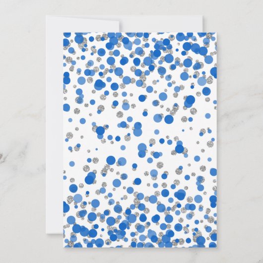 Blue Silver Glitzer Confetti Boy Sechster Geburtst Einladung (Rückseite)